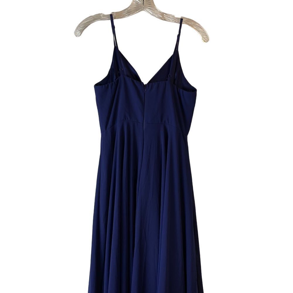 Lulus Navy Chiffon Full Length‎ Formal Gown Size S Surplice V Neck